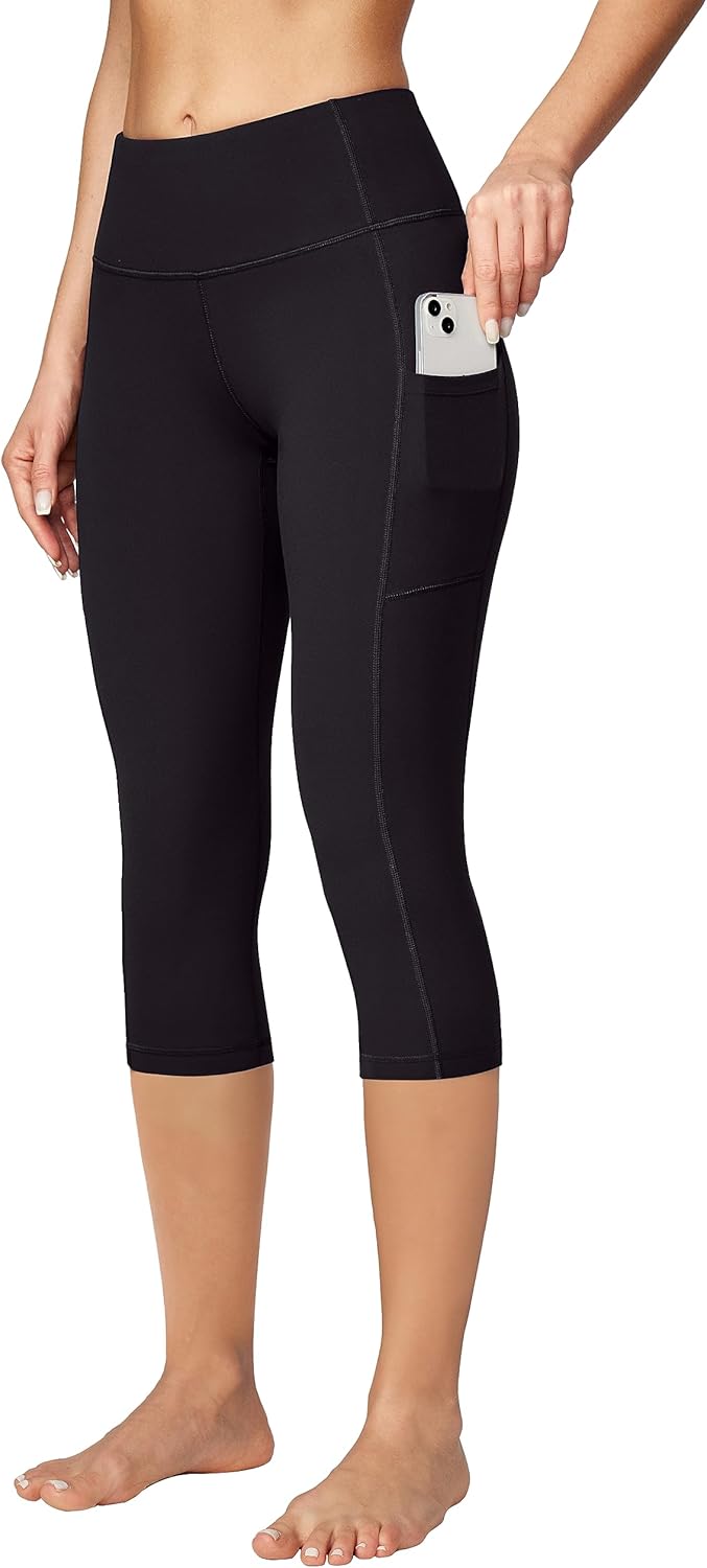 Capri Leggings for Women High Waisted Yoga Pants with Pockets for Women Tummy Control Workout Leggings Yoga Capris