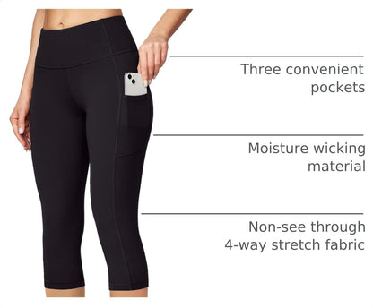 Capri Leggings for Women High Waisted Yoga Pants with Pockets for Women Tummy Control Workout Leggings Yoga Capris