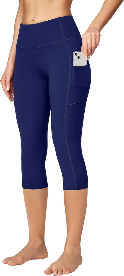 Capri Leggings for Women High Waisted Yoga Pants with Pockets for Women Tummy Control Workout Leggings Yoga Capris