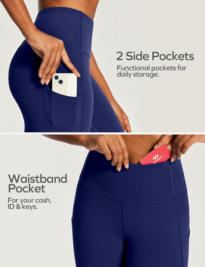Capri Leggings for Women High Waisted Yoga Pants with Pockets for Women Tummy Control Workout Leggings Yoga Capris