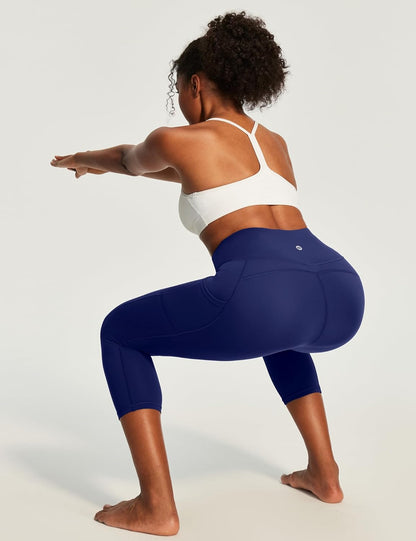 Capri Leggings for Women High Waisted Yoga Pants with Pockets for Women Tummy Control Workout Leggings Yoga Capris