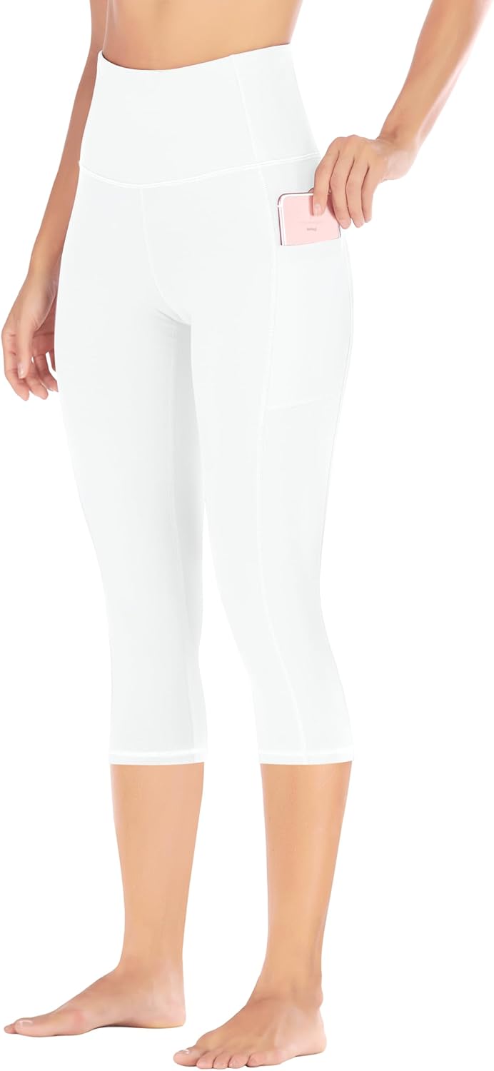 Capri Leggings for Women High Waisted Yoga Pants with Pockets for Women Tummy Control Workout Leggings Yoga Capris