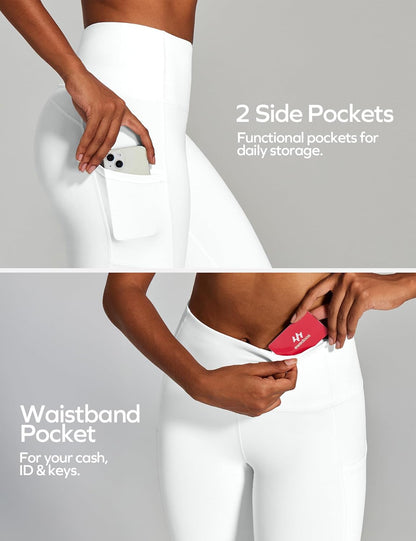 Capri Leggings for Women High Waisted Yoga Pants with Pockets for Women Tummy Control Workout Leggings Yoga Capris