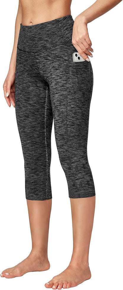 Capri Leggings for Women High Waisted Yoga Pants with Pockets for Women Tummy Control Workout Leggings Yoga Capris