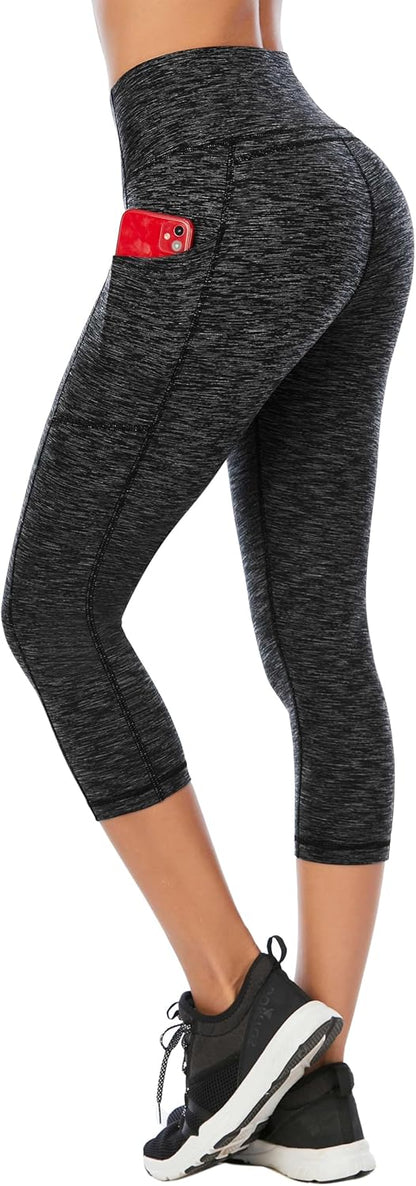 Capri Leggings for Women High Waisted Yoga Pants with Pockets for Women Tummy Control Workout Leggings Yoga Capris