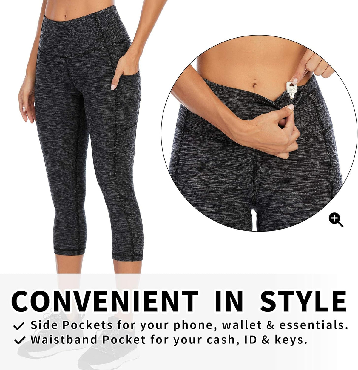 Capri Leggings for Women High Waisted Yoga Pants with Pockets for Women Tummy Control Workout Leggings Yoga Capris