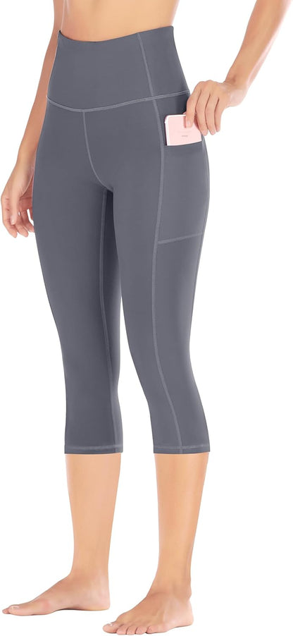 Capri Leggings for Women High Waisted Yoga Pants with Pockets for Women Tummy Control Workout Leggings Yoga Capris