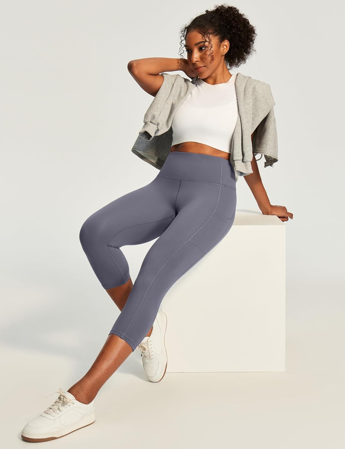 Capri Leggings for Women High Waisted Yoga Pants with Pockets for Women Tummy Control Workout Leggings Yoga Capris
