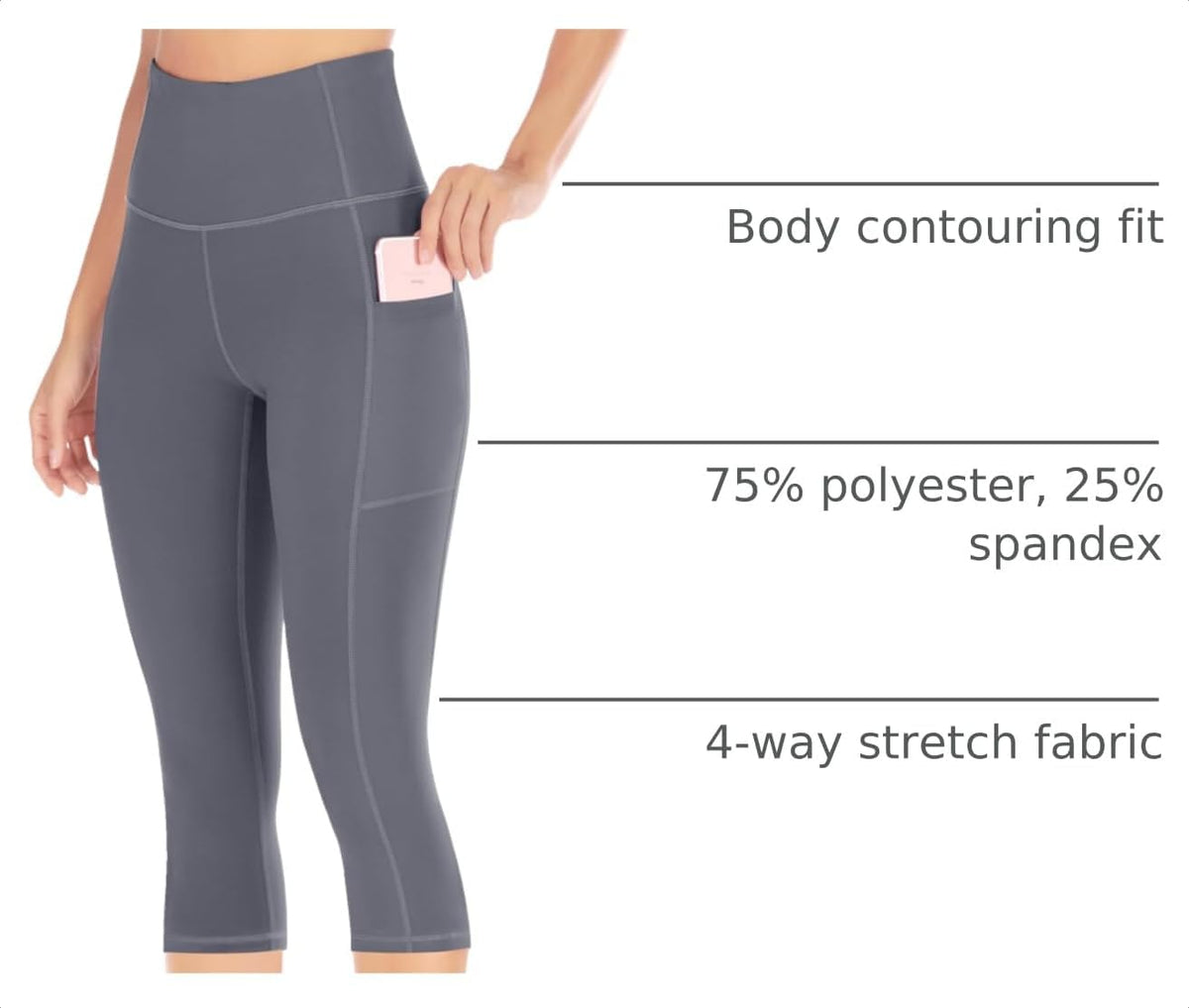 Capri Leggings for Women High Waisted Yoga Pants with Pockets for Women Tummy Control Workout Leggings Yoga Capris