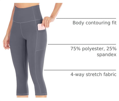 Capri Leggings for Women High Waisted Yoga Pants with Pockets for Women Tummy Control Workout Leggings Yoga Capris