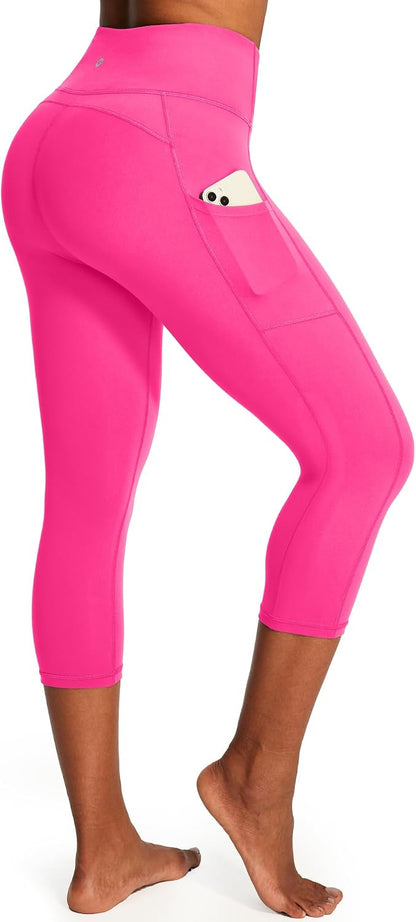 Capri Leggings for Women High Waisted Yoga Pants with Pockets for Women Tummy Control Workout Leggings Yoga Capris