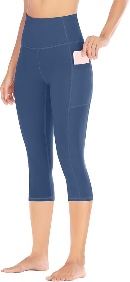 Capri Leggings for Women High Waisted Yoga Pants with Pockets for Women Tummy Control Workout Leggings Yoga Capris