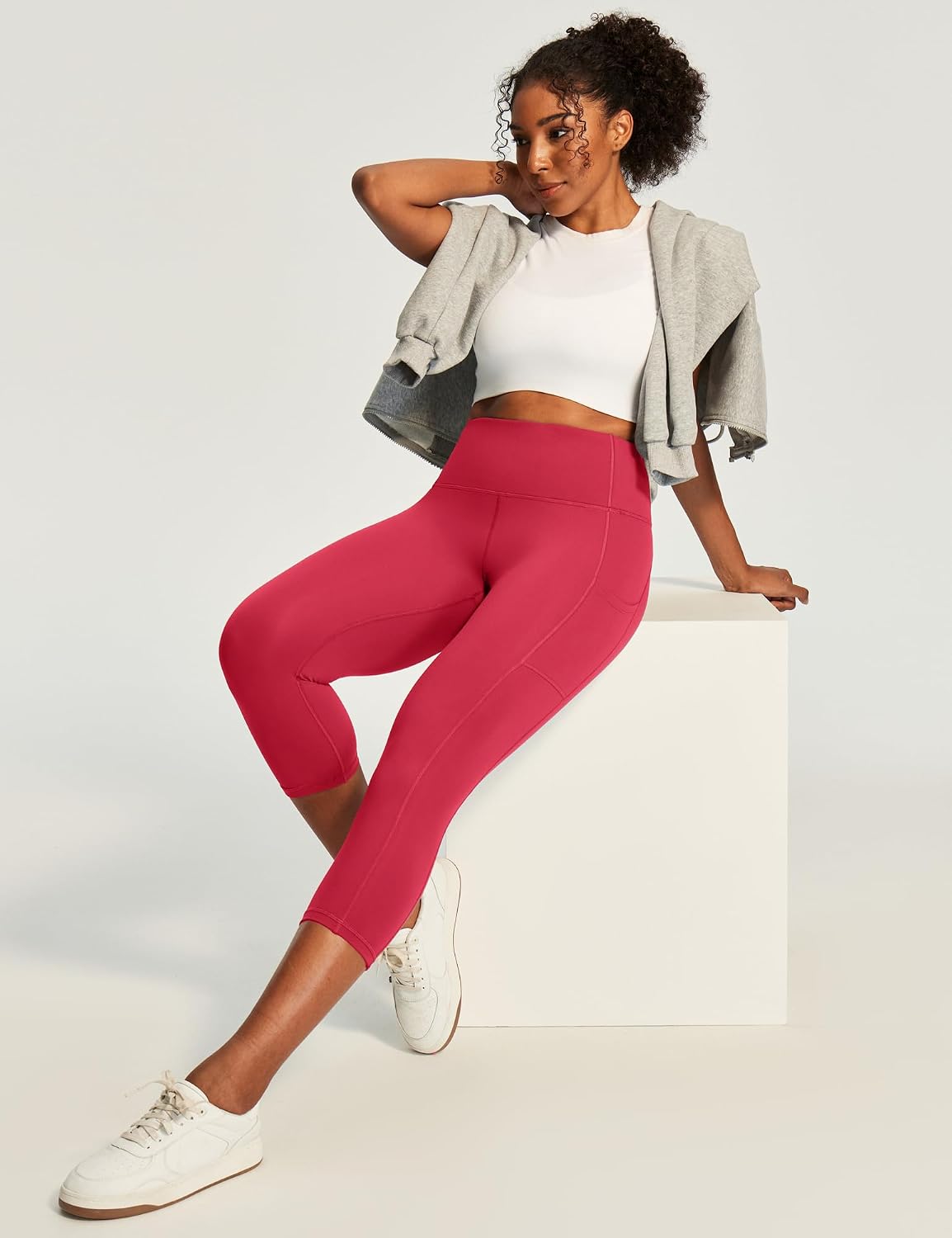 Capri Leggings for Women High Waisted Yoga Pants with Pockets for Women Tummy Control Workout Leggings Yoga Capris