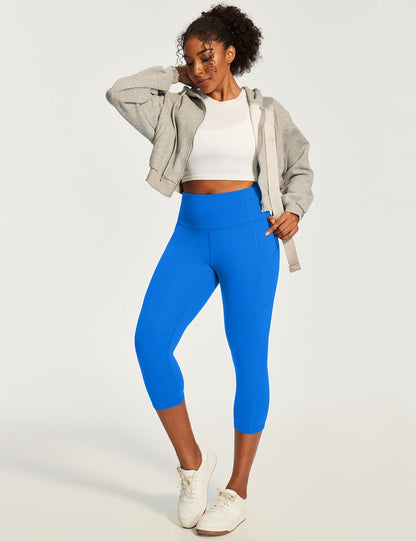 Capri Leggings for Women High Waisted Yoga Pants with Pockets for Women Tummy Control Workout Leggings Yoga Capris