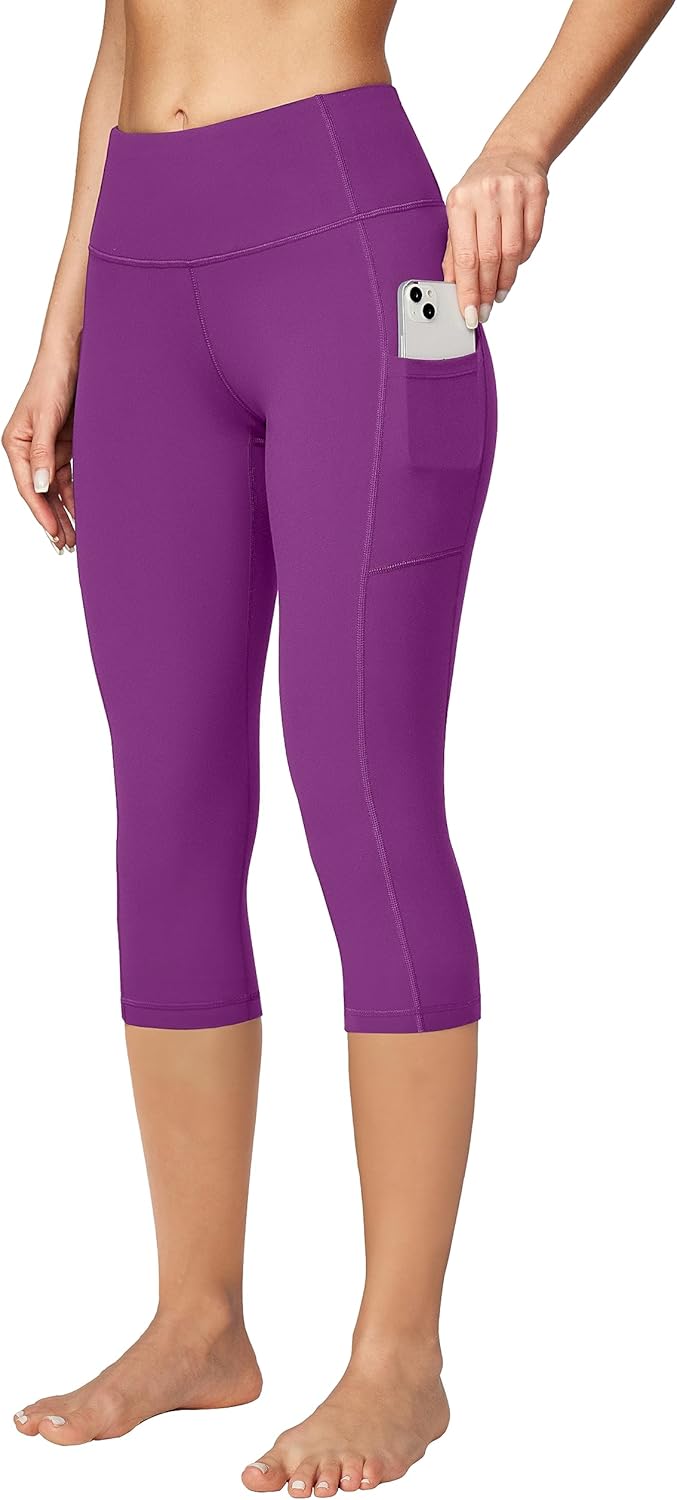Capri Leggings for Women High Waisted Yoga Pants with Pockets for Women Tummy Control Workout Leggings Yoga Capris