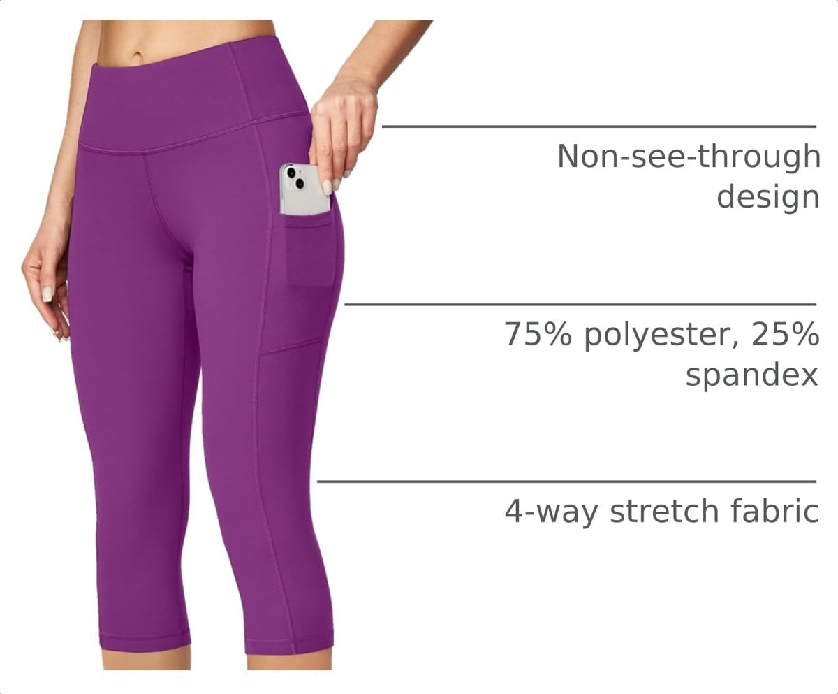 Capri Leggings for Women High Waisted Yoga Pants with Pockets for Women Tummy Control Workout Leggings Yoga Capris