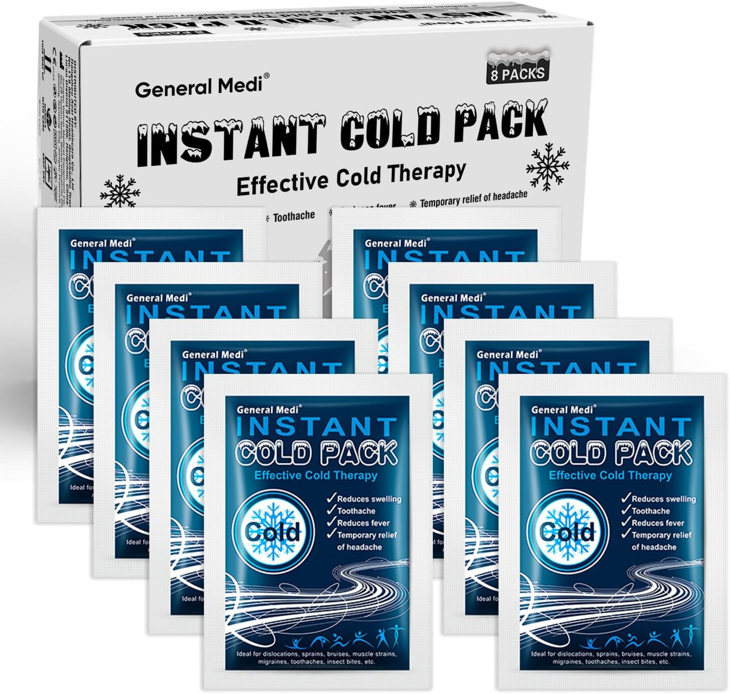 Instant Ice Cold Pack (4”x 5.5”) – 25 Packs Disposable Cold Therapy Ice Packs for Pain Relief, Swelling, Inflammation, Sprains, Toothache – for Athletes & Outdoor Activities