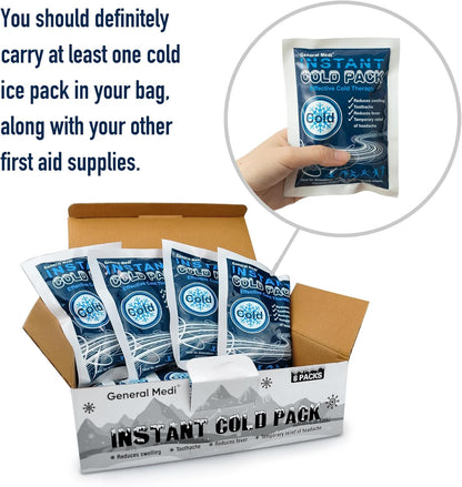 Instant Ice Cold Pack (4”x 5.5”) – 25 Packs Disposable Cold Therapy Ice Packs for Pain Relief, Swelling, Inflammation, Sprains, Toothache – for Athletes & Outdoor Activities
