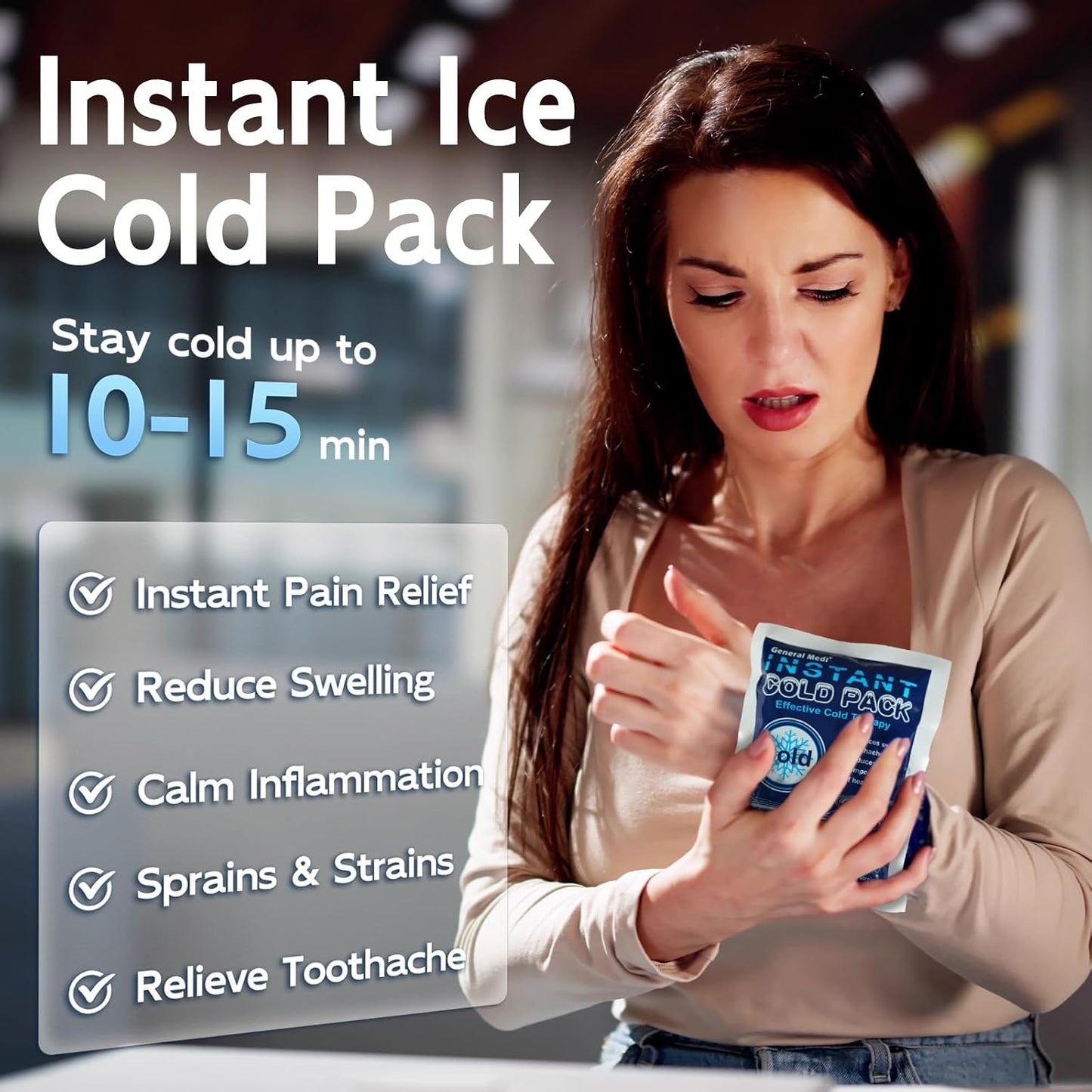 Instant Ice Cold Pack (4”x 5.5”) – 25 Packs Disposable Cold Therapy Ice Packs for Pain Relief, Swelling, Inflammation, Sprains, Toothache – for Athletes & Outdoor Activities