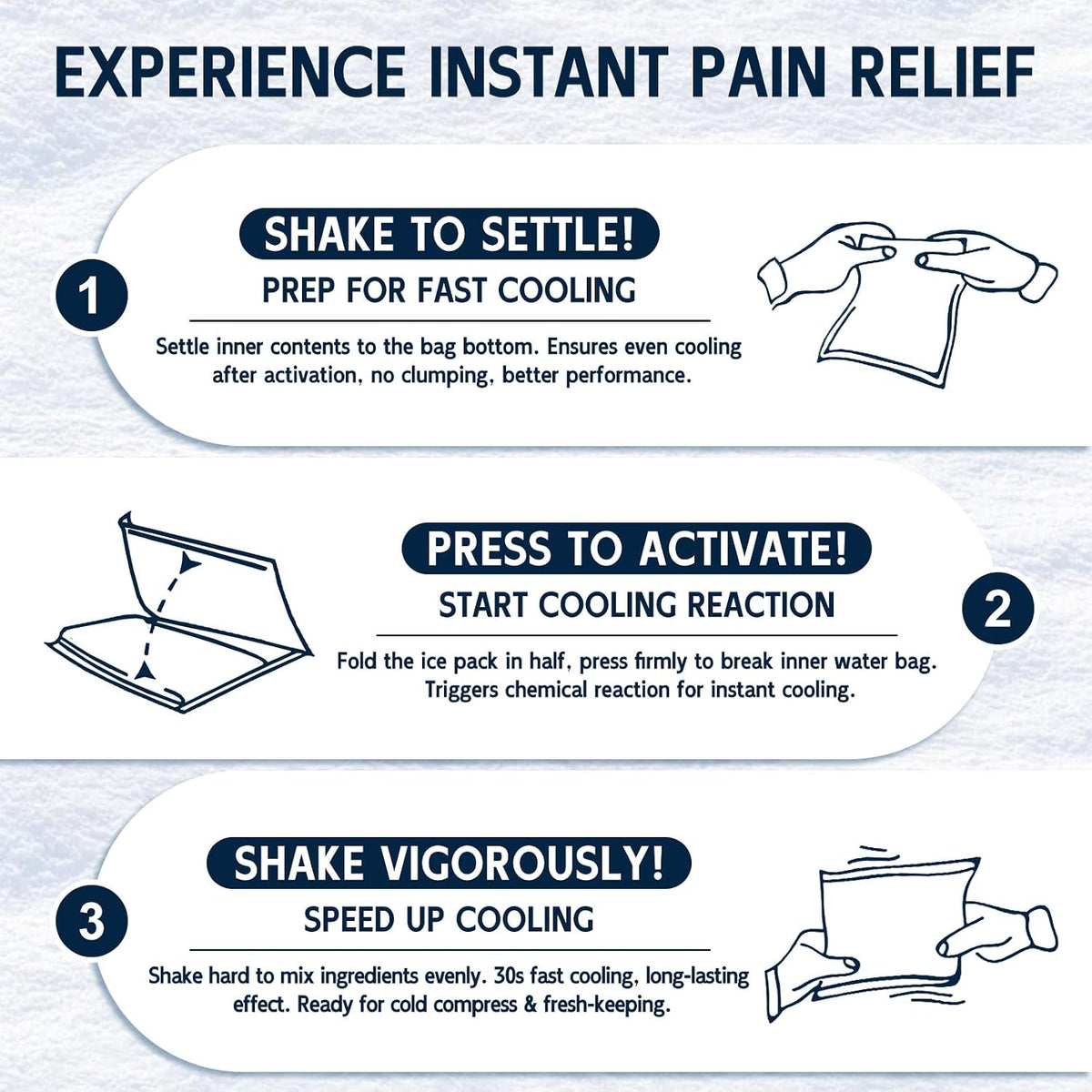 Instant Ice Cold Pack (4”x 5.5”) – 25 Packs Disposable Cold Therapy Ice Packs for Pain Relief, Swelling, Inflammation, Sprains, Toothache – for Athletes & Outdoor Activities