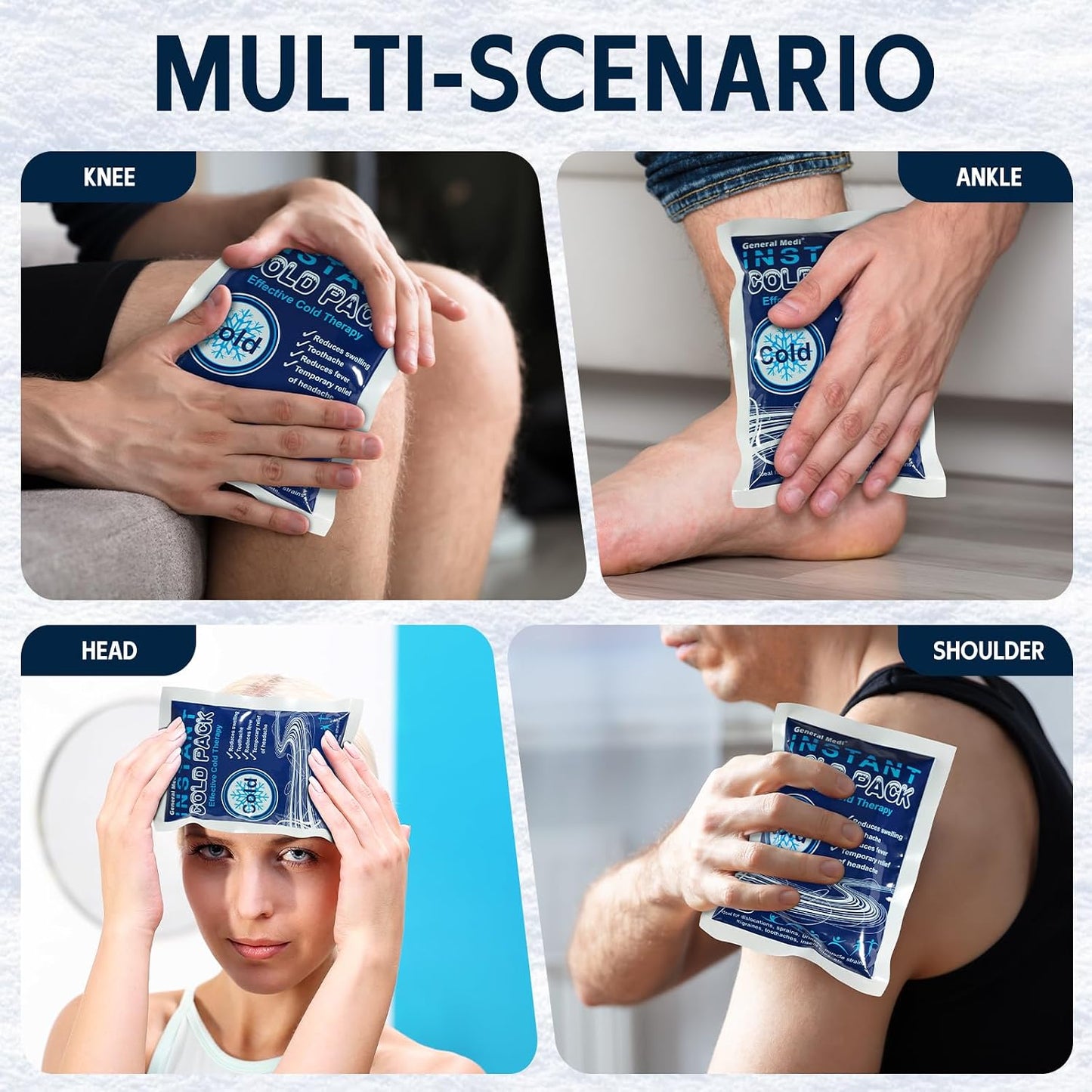 Instant Ice Cold Pack (4”x 5.5”) – 25 Packs Disposable Cold Therapy Ice Packs for Pain Relief, Swelling, Inflammation, Sprains, Toothache – for Athletes & Outdoor Activities