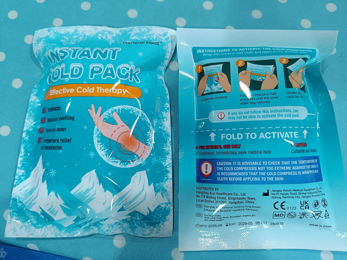 Instant Ice Cold Pack (4”x 5.5”) – 25 Packs Disposable Cold Therapy Ice Packs for Pain Relief, Swelling, Inflammation, Sprains, Toothache – for Athletes & Outdoor Activities
