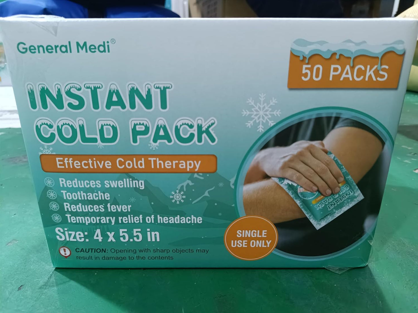 Instant Ice Cold Pack (4”x 5.5”) – 25 Packs Disposable Cold Therapy Ice Packs for Pain Relief, Swelling, Inflammation, Sprains, Toothache – for Athletes & Outdoor Activities