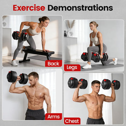 Yagud Adjustable Dumbbell Set, 52.5/90 lbs Weights Dumbbells, 1 Hand Rotation, Safety Lock System, Anti-Slip Textured Handle, Space-Saving Dumbbell Set for Full-Body Home Gym