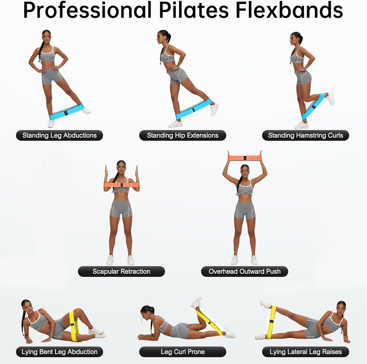 Renoj Resistance Bands for Working Out: 3-Set Professional Exercise Bands for Pilates, Yoga, Home Gym, Booty, Leg Training | Heavy/Medium/Light Fabric Loops for Women Men