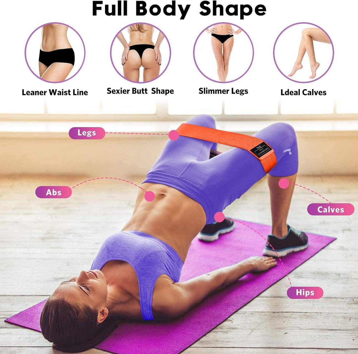 Renoj Resistance Bands for Working Out: 3-Set Professional Exercise Bands for Pilates, Yoga, Home Gym, Booty, Leg Training | Heavy/Medium/Light Fabric Loops for Women Men