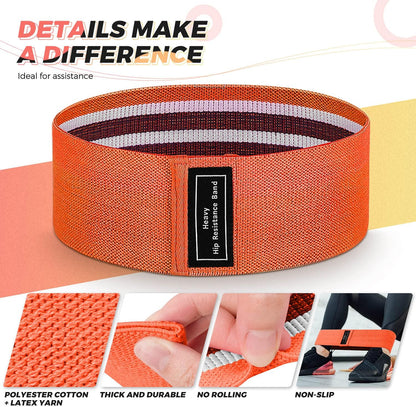 Renoj Resistance Bands for Working Out: 3-Set Professional Exercise Bands for Pilates, Yoga, Home Gym, Booty, Leg Training | Heavy/Medium/Light Fabric Loops for Women Men