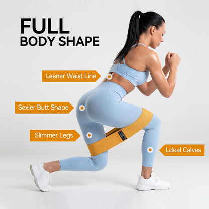 Renoj Resistance Bands for Working Out: 3-Set Professional Exercise Bands for Pilates, Yoga, Home Gym, Booty, Leg Training | Heavy/Medium/Light Fabric Loops for Women Men