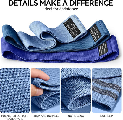 Renoj Resistance Bands for Working Out: 3-Set Professional Exercise Bands for Pilates, Yoga, Home Gym, Booty, Leg Training | Heavy/Medium/Light Fabric Loops for Women Men