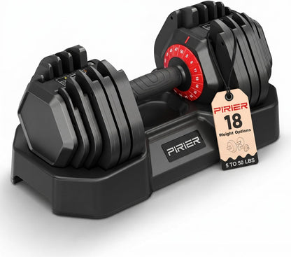 Adjustable Dumbbell Set 50LB, 18-in-1 Free Weight Adjustable Dumbbells, One-Hand Twist Adjust, Space-Saving Design, Home Gym Strength Training Equipment for Men & Women