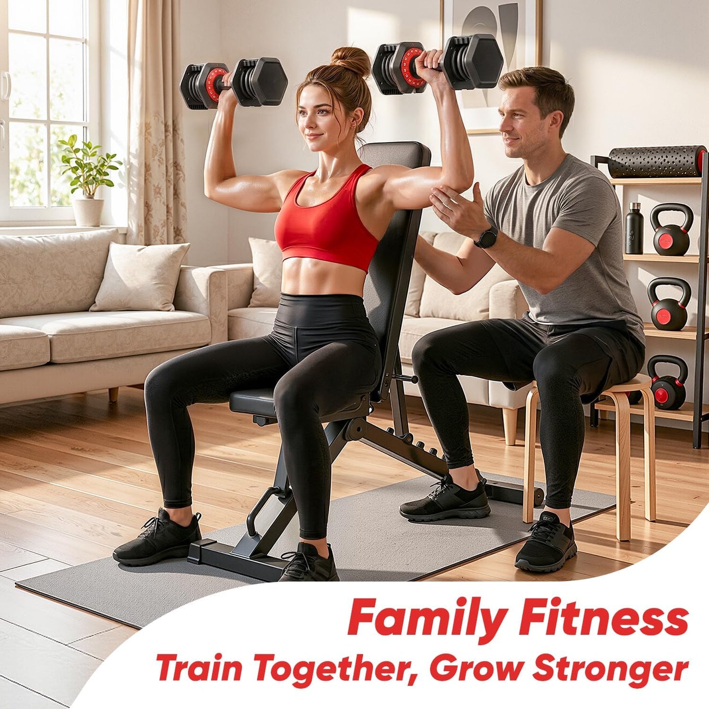 Adjustable Dumbbell Set 50LB, 18-in-1 Free Weight Adjustable Dumbbells, One-Hand Twist Adjust, Space-Saving Design, Home Gym Strength Training Equipment for Men & Women
