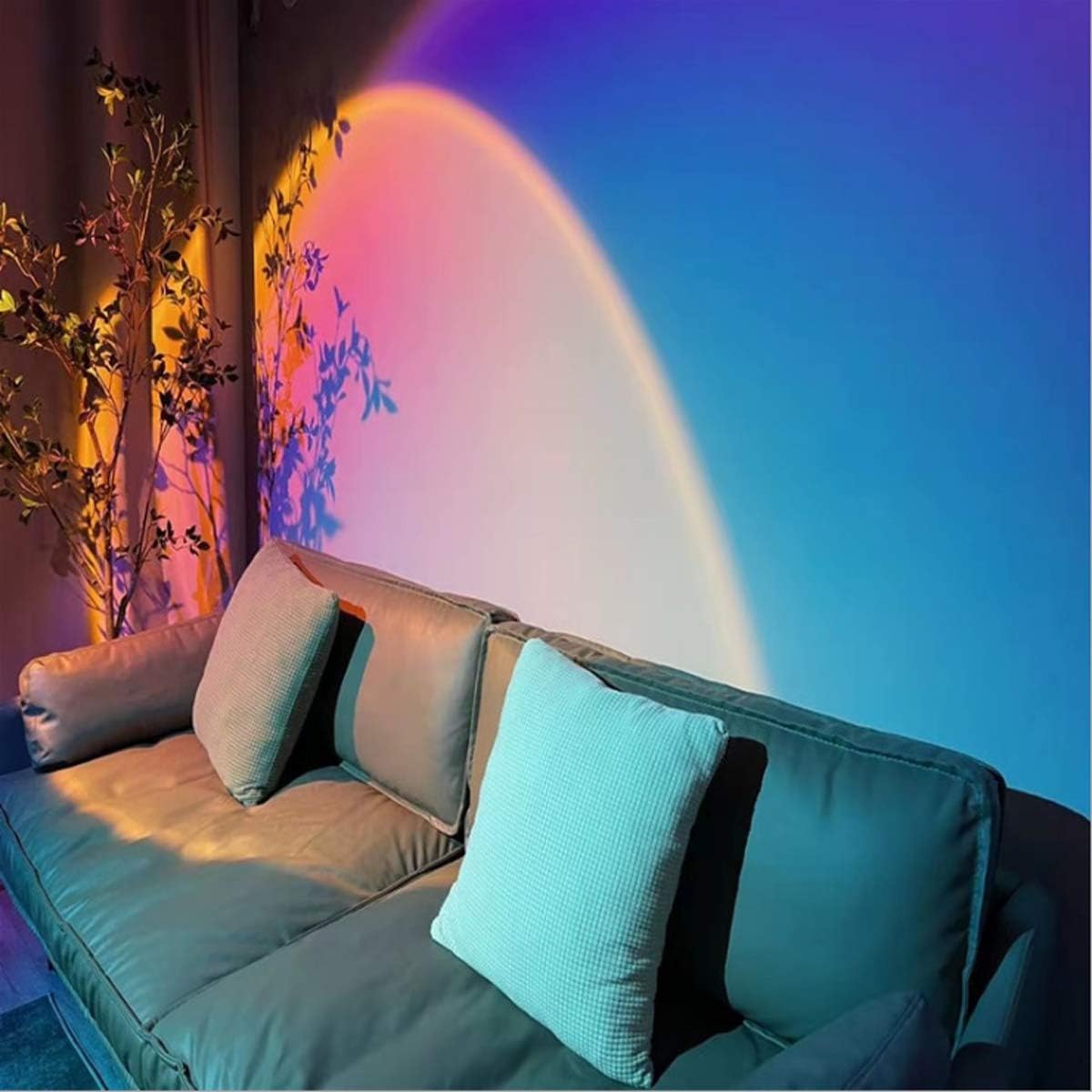 Sunset Lamp Projection Rotation Rainbow Lamp Led Romantic Visual Led Light Network Red Light with USB Modern Floor Stand Night Light Living Room Bedroom Decor (Sunset Red)