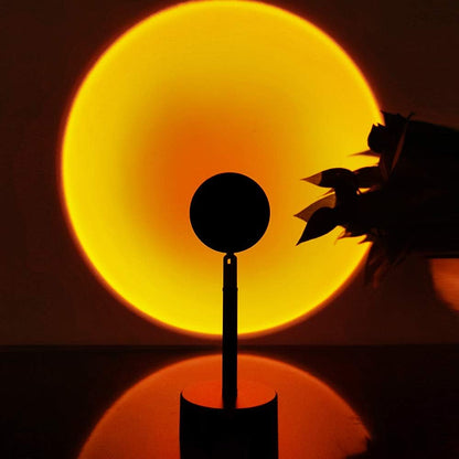 Sunset Lamp Projection Rotation Rainbow Lamp Led Romantic Visual Led Light Network Red Light with USB Modern Floor Stand Night Light Living Room Bedroom Decor (Sunset Red)