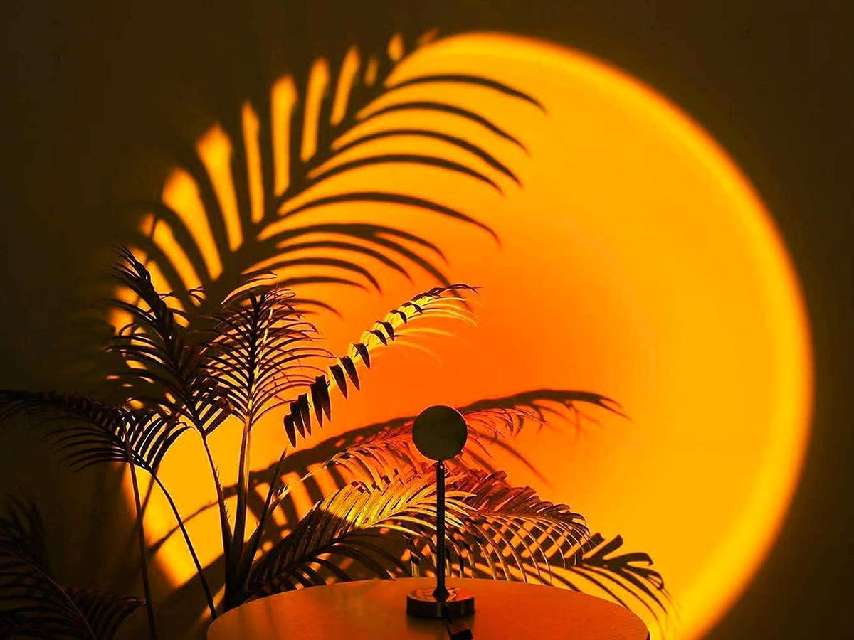 Sunset Lamp Projection Rotation Rainbow Lamp Led Romantic Visual Led Light Network Red Light with USB Modern Floor Stand Night Light Living Room Bedroom Decor (Sunset Red)