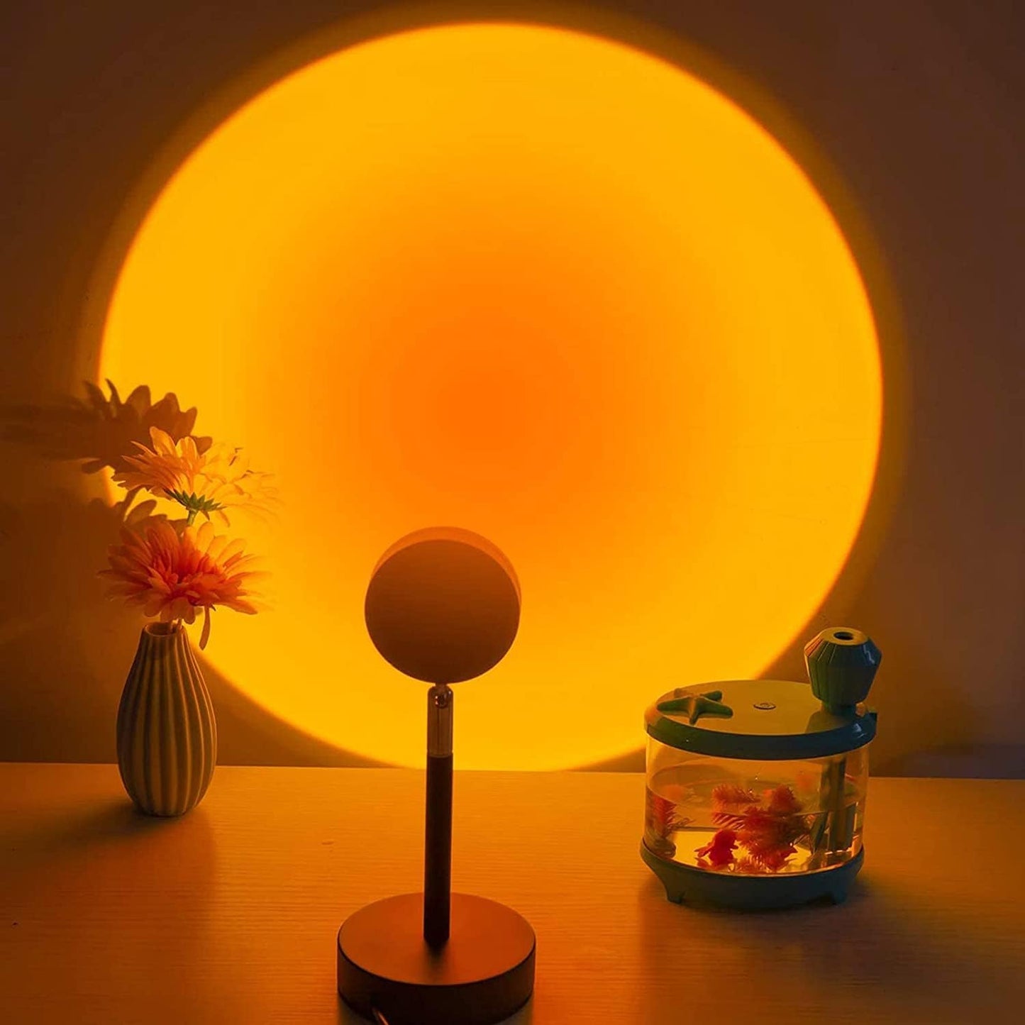 Sunset Lamp Projection Rotation Rainbow Lamp Led Romantic Visual Led Light Network Red Light with USB Modern Floor Stand Night Light Living Room Bedroom Decor (Sunset Red)
