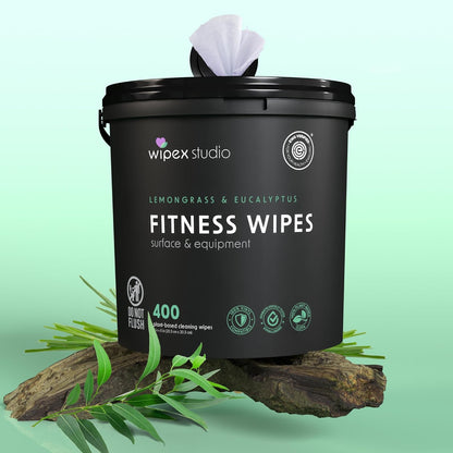 Yoga Mat Cleaner Wipes, EWG Verified, 400 Ct Plant-Based Lemongrass, Eucalyptus & Vinegar Wipes for Gym & Fitness Equipment & All Purpose Gym Cleaning - Safe for Peloton Bikes & Treadmills