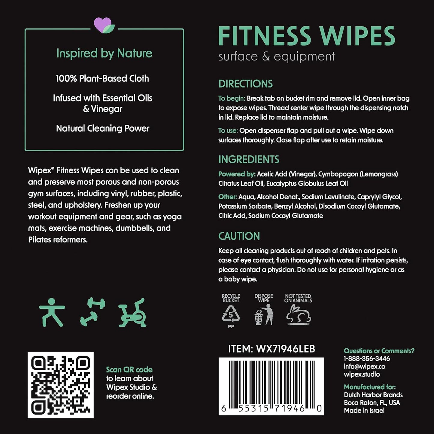 Yoga Mat Cleaner Wipes, EWG Verified, 400 Ct Plant-Based Lemongrass, Eucalyptus & Vinegar Wipes for Gym & Fitness Equipment & All Purpose Gym Cleaning - Safe for Peloton Bikes & Treadmills