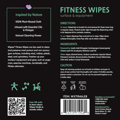 Yoga Mat Cleaner Wipes, EWG Verified, 400 Ct Plant-Based Lemongrass, Eucalyptus & Vinegar Wipes for Gym & Fitness Equipment & All Purpose Gym Cleaning - Safe for Peloton Bikes & Treadmills