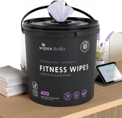 Yoga Mat Cleaner Wipes, EWG Verified, 400 Ct Plant-Based Lemongrass, Eucalyptus & Vinegar Wipes for Gym & Fitness Equipment & All Purpose Gym Cleaning - Safe for Peloton Bikes & Treadmills