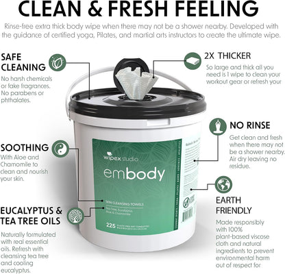 Yoga Mat Cleaner Wipes, EWG Verified, 400 Ct Plant-Based Lemongrass, Eucalyptus & Vinegar Wipes for Gym & Fitness Equipment & All Purpose Gym Cleaning - Safe for Peloton Bikes & Treadmills