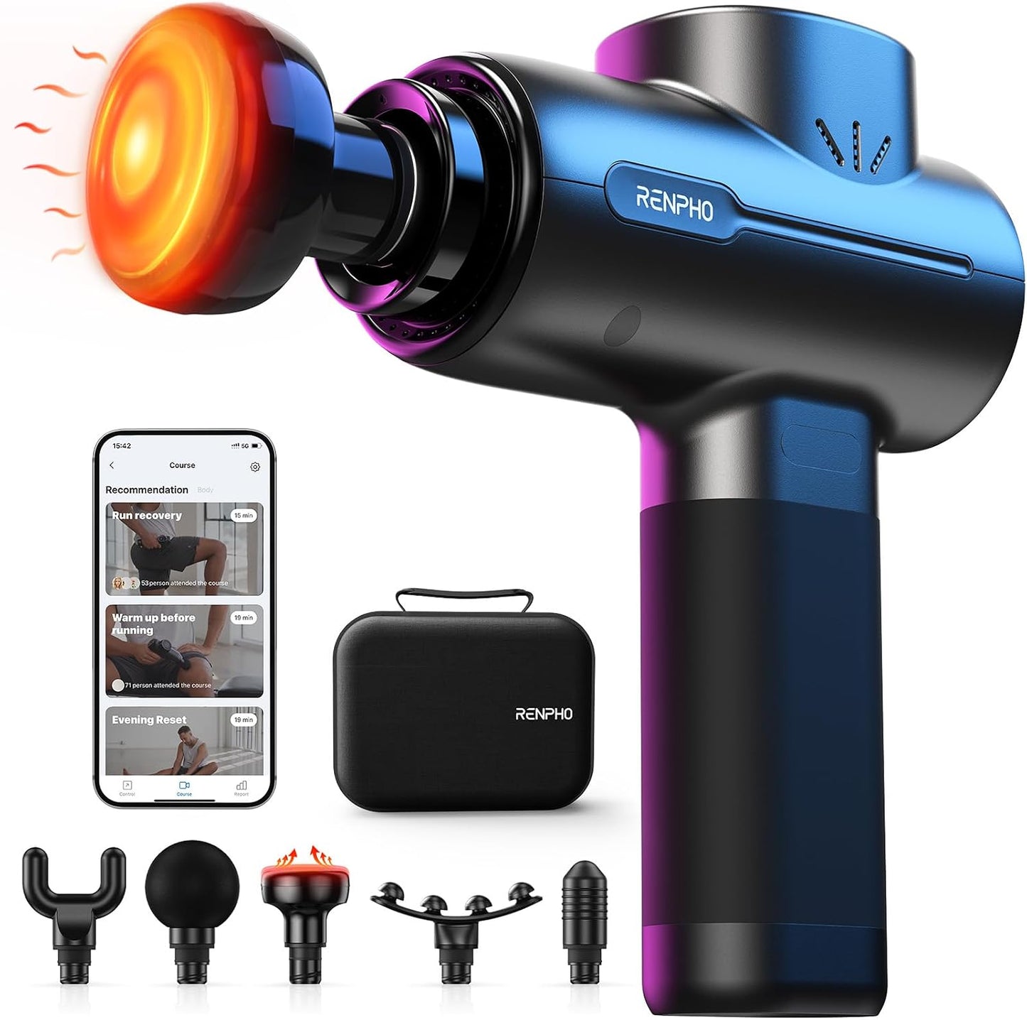 Active+ Massage Gun, App-Controlled Guided Courses, Bluetooth