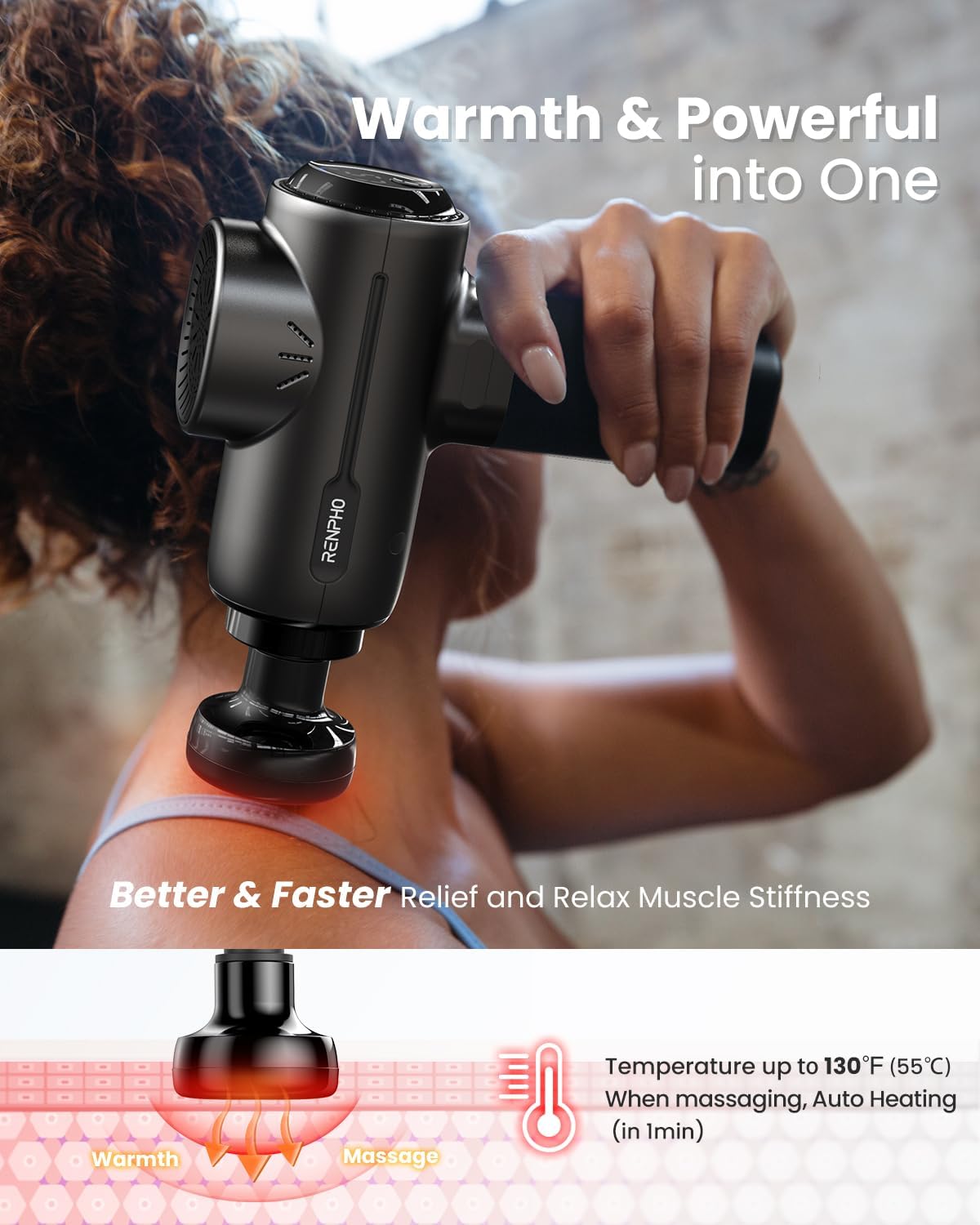 Active+ Massage Gun, App-Controlled Guided Courses, Bluetooth