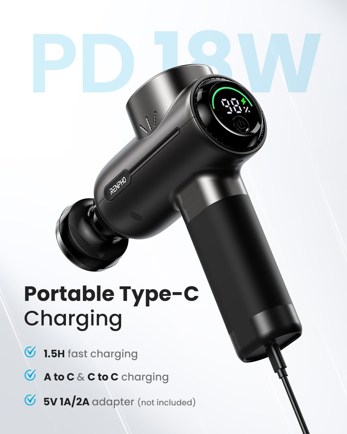 Active+ Massage Gun, App-Controlled Guided Courses, Bluetooth