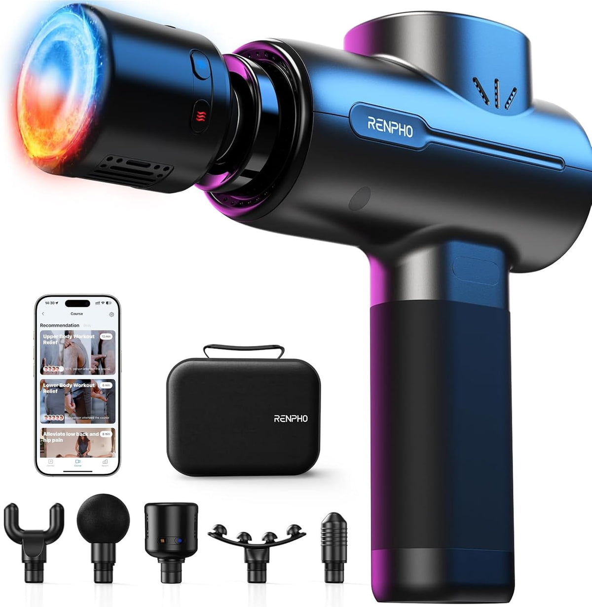 Active+ Massage Gun, App-Controlled Guided Courses, Bluetooth