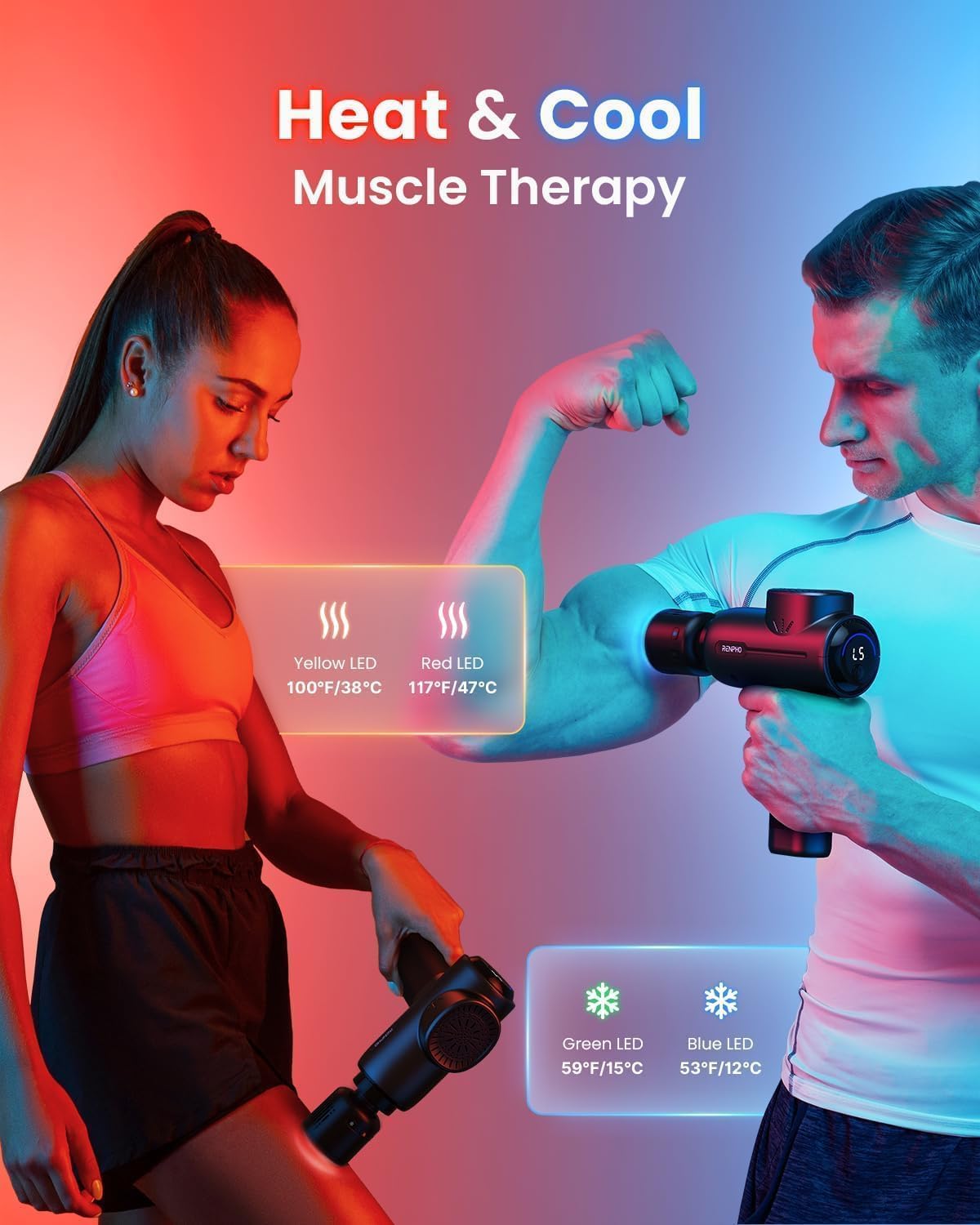 Active+ Massage Gun, App-Controlled Guided Courses, Bluetooth