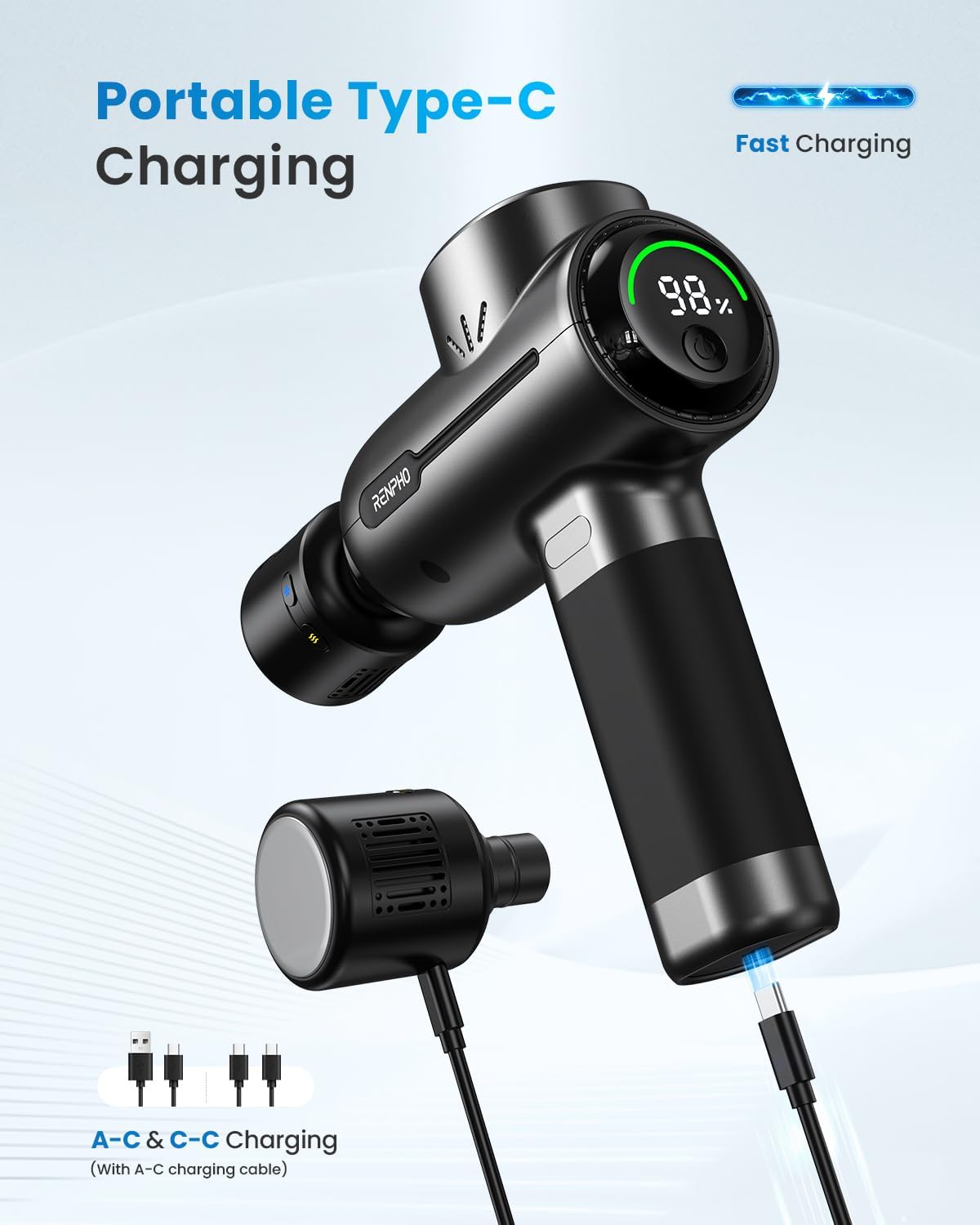 Active+ Massage Gun, App-Controlled Guided Courses, Bluetooth